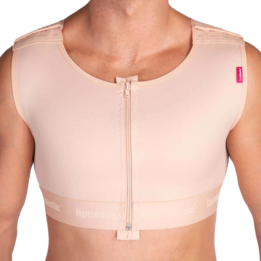 Post Gynecomastia Surgery, Chest Compression Male Vest w/Sleeves (11S BG  XS) Beige